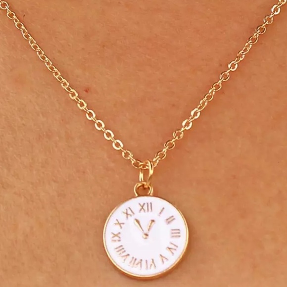 Jewelry - White clock necklace jewelry gift